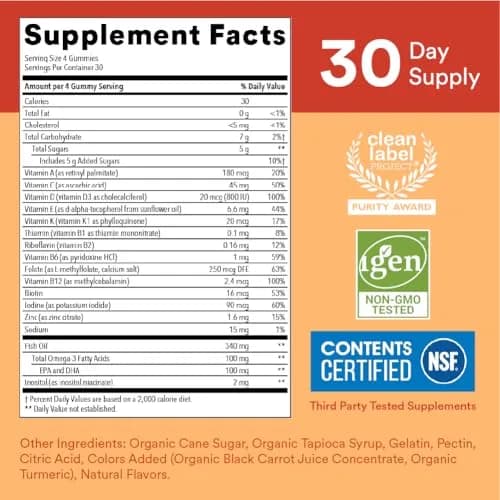 SmartyPants Kids Multivitamin Gummies with Omega 3 Fish Oil 120 Count | Gluten-Free, Fruity Flavors, Immune Support thumbnail 3