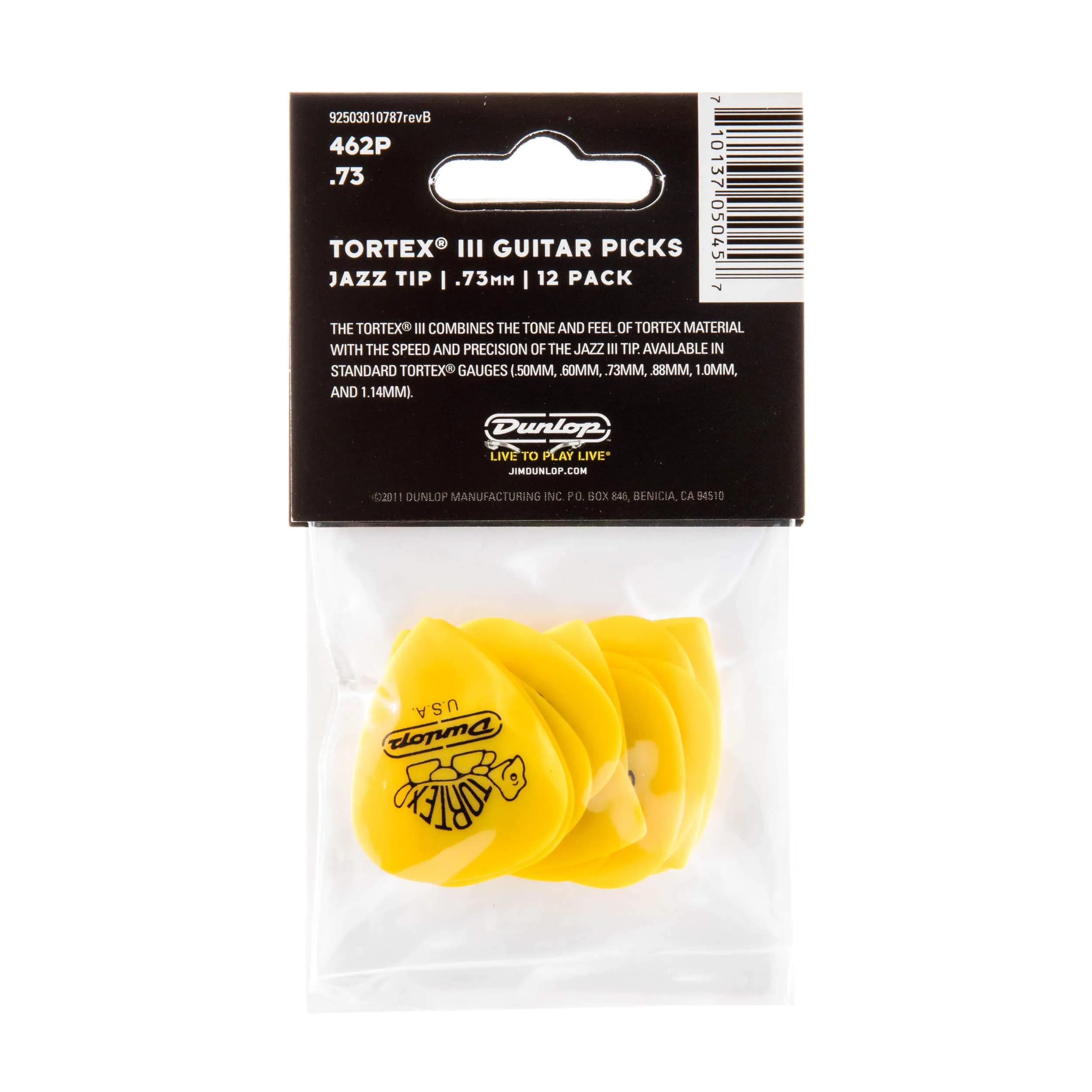 Jim Dunlop Tortex TIII Pick 0.73mm (Yellow) | 12 Pack Guitar Plectrums - view 5