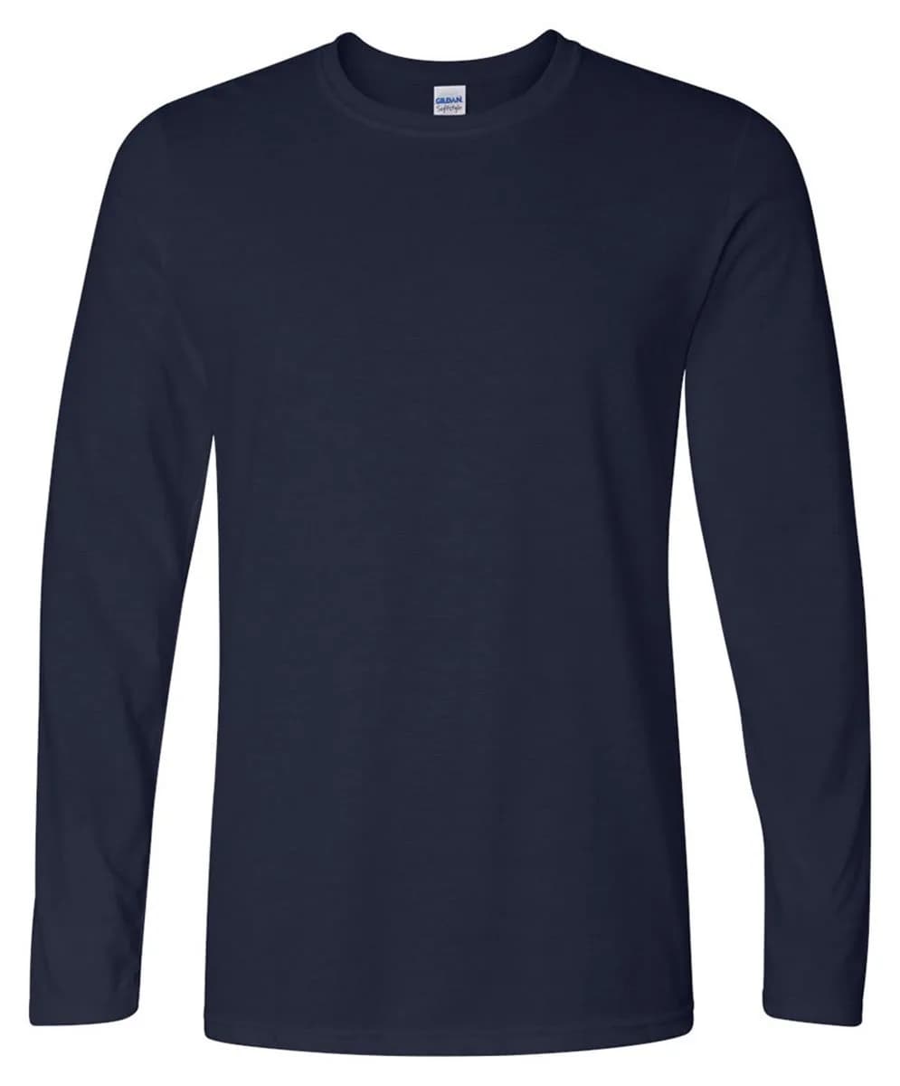 Gildan Softstyle Long Sleeve T-Shirt Navy | Preshrunk 100% Cotton, Regular Fit, Crew Neck (S-3XL) — Navy