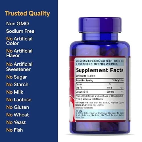 Puritan's Pride Coenzyme CoQ10 200mg | Supports Heart & Cellular Energy, 120 Rapid Release Softgels thumbnail 6