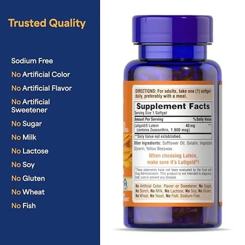 Puritan's Pride Premium Lutigold Lutein 40mg with Zeaxanthin Softgels 60 Count (2 Month Supply) | Eye Health Support with Antioxidant Properties thumbnail 7