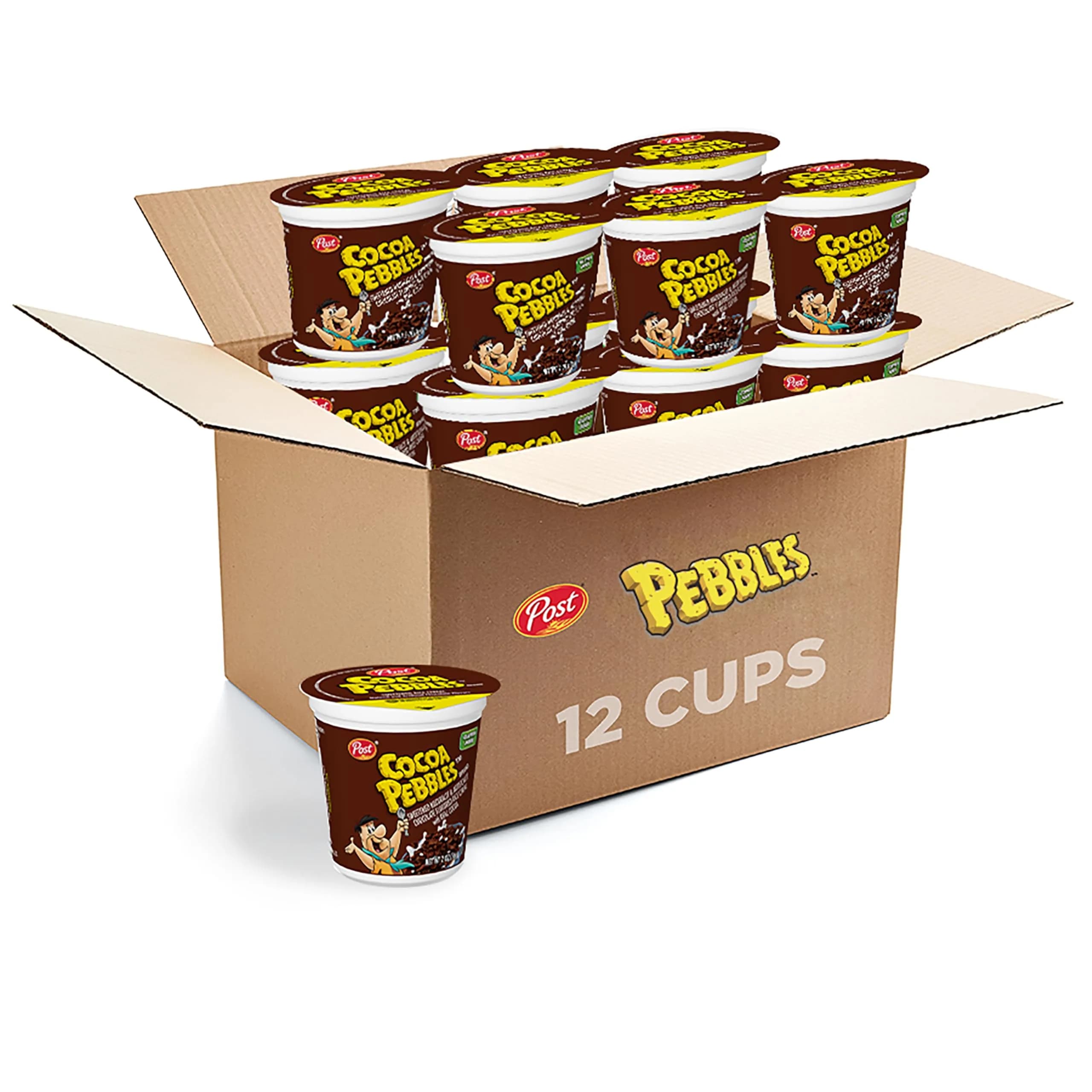 Pebbles Cocoa Chocolate Breakfast Cereal Cups, Gluten Free, 2 oz (56g) | Pack of 12