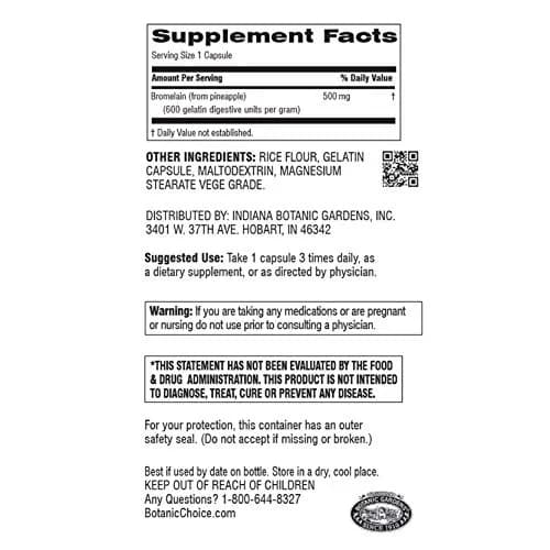 Botanic Choice Bromelain 500 mg | Supports Joint Flexibility & Digestion | 180 Capsules thumbnail 2