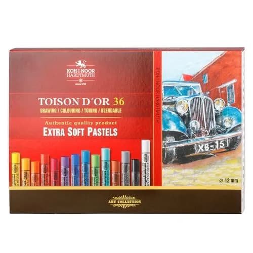 Koh-I-Noor Toison D'or 8555 Extra Soft Artist Pastels 36 Count (1.5 cm Diameter) | Professional Grade Drawing Media thumbnail 1