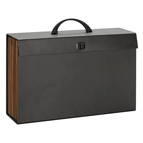 Smead A-Z and Subject Expanding File Box, 19 Pockets, Legal Size, Black | Heavy-Duty Board Exterior thumbnail 1