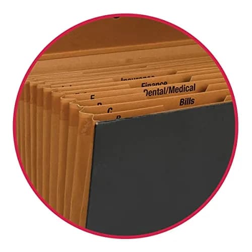 Smead A-Z and Subject Expanding File Box, 19 Pockets, Legal Size, Black | Heavy-Duty Board Exterior thumbnail 3