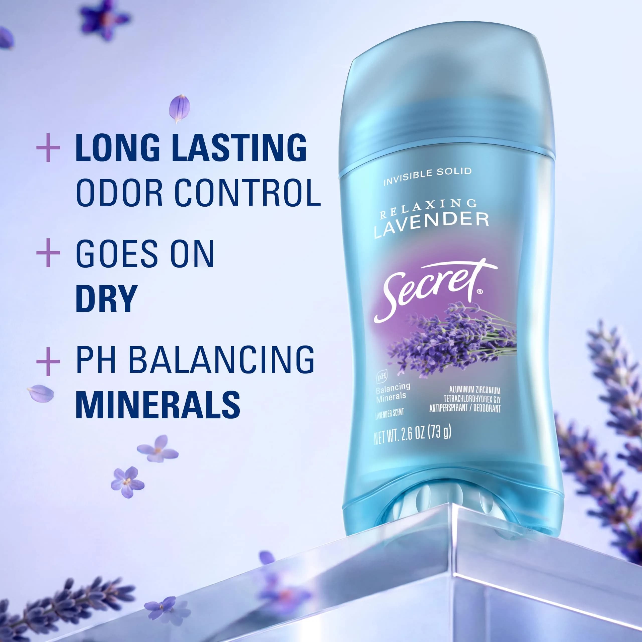 Secret Invisible Solid Antiperspirant Deodorant for Women, Lavender Scent, 2.6 oz - view 2