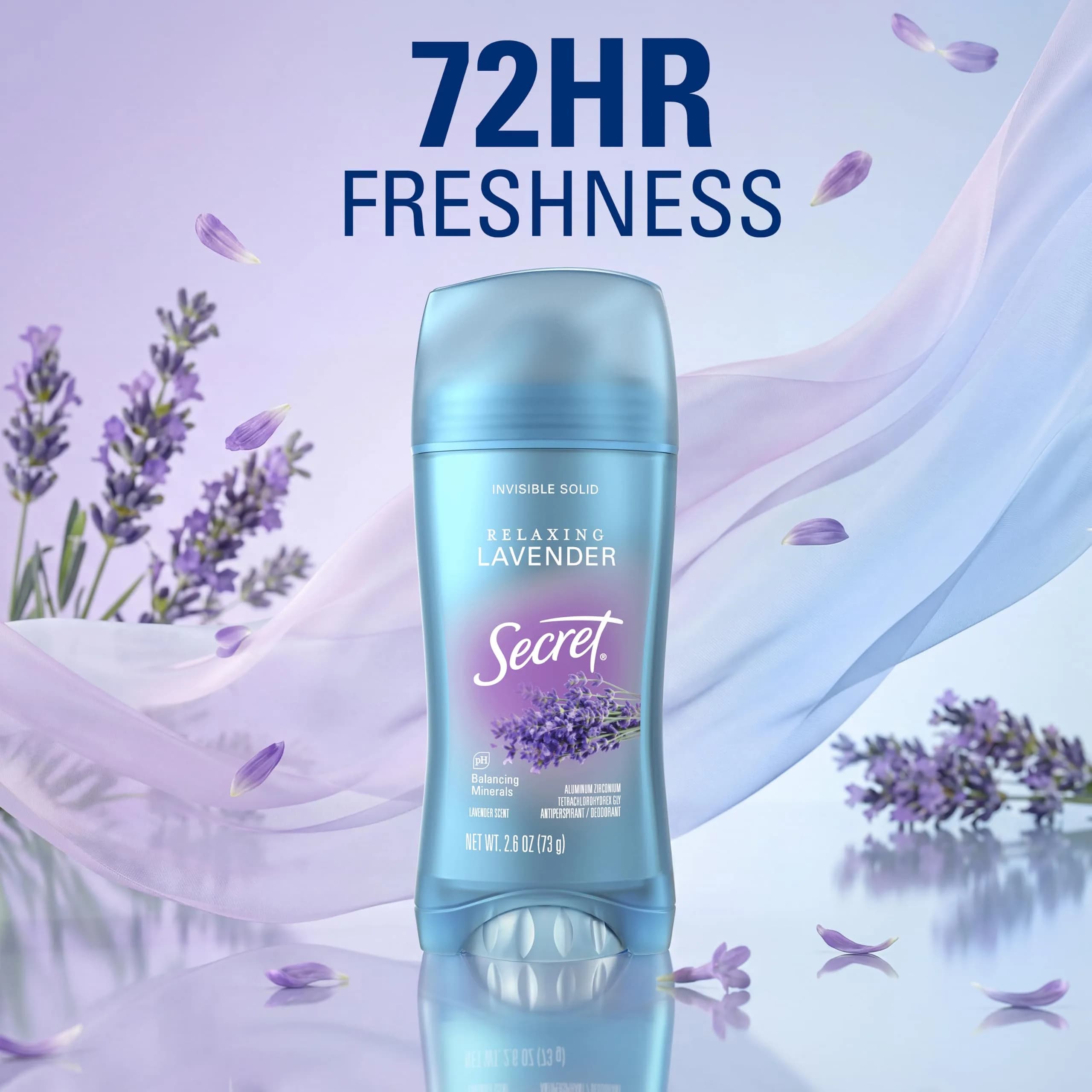 Secret Invisible Solid Antiperspirant Deodorant for Women, Lavender Scent, 2.6 oz - view 3