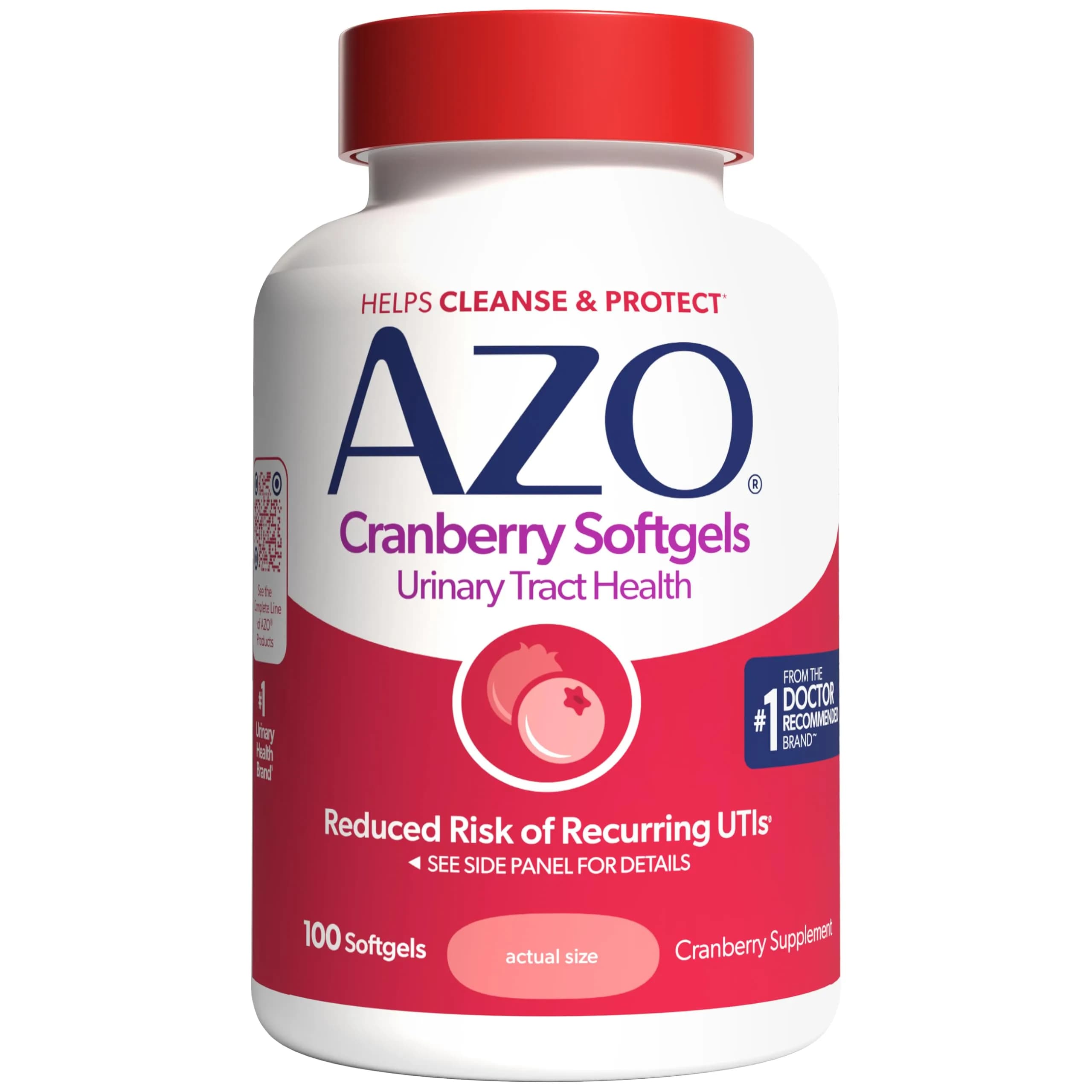 AZO Cranberry Pills for Women & Men, Urinary Tract Health, 100 Softgels | Sugar-Free Herbal Supplement - main product image