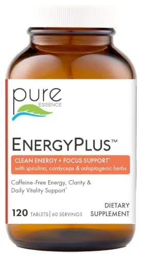 PURE ESSENCE LABS Energy Plus 120 Tablets | Caffeine-Free Herbal Energy & Focus Supplement thumbnail 1