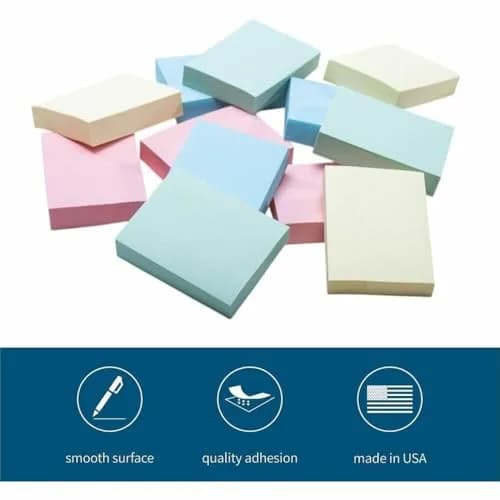 Business Source Premium Adhesive Notes 1.875 x 1.375 in | Repositionable, Pastel, Pack of 12 thumbnail 2