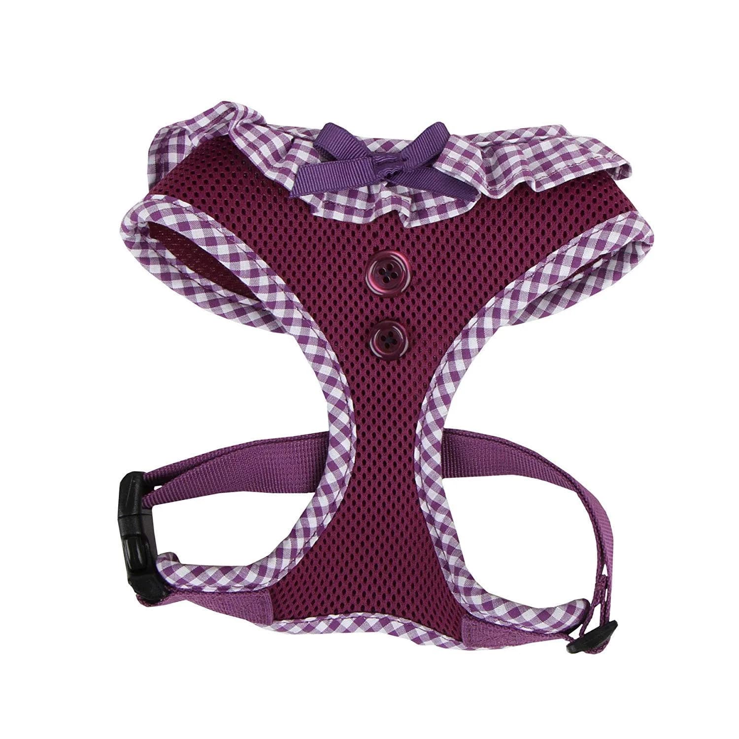 Puppia Vivien Harness Medium | Breathable Checkered Dog Vest with Adjustable Chest