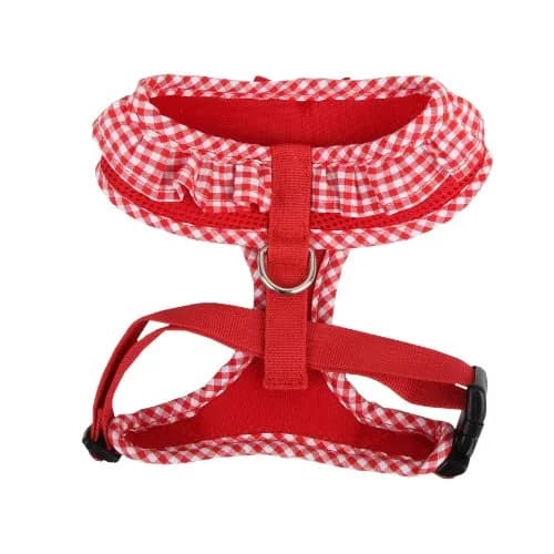 Puppia Vivien Harness Red Medium | Breathable Checkered Dog Vest Harness thumbnail 2