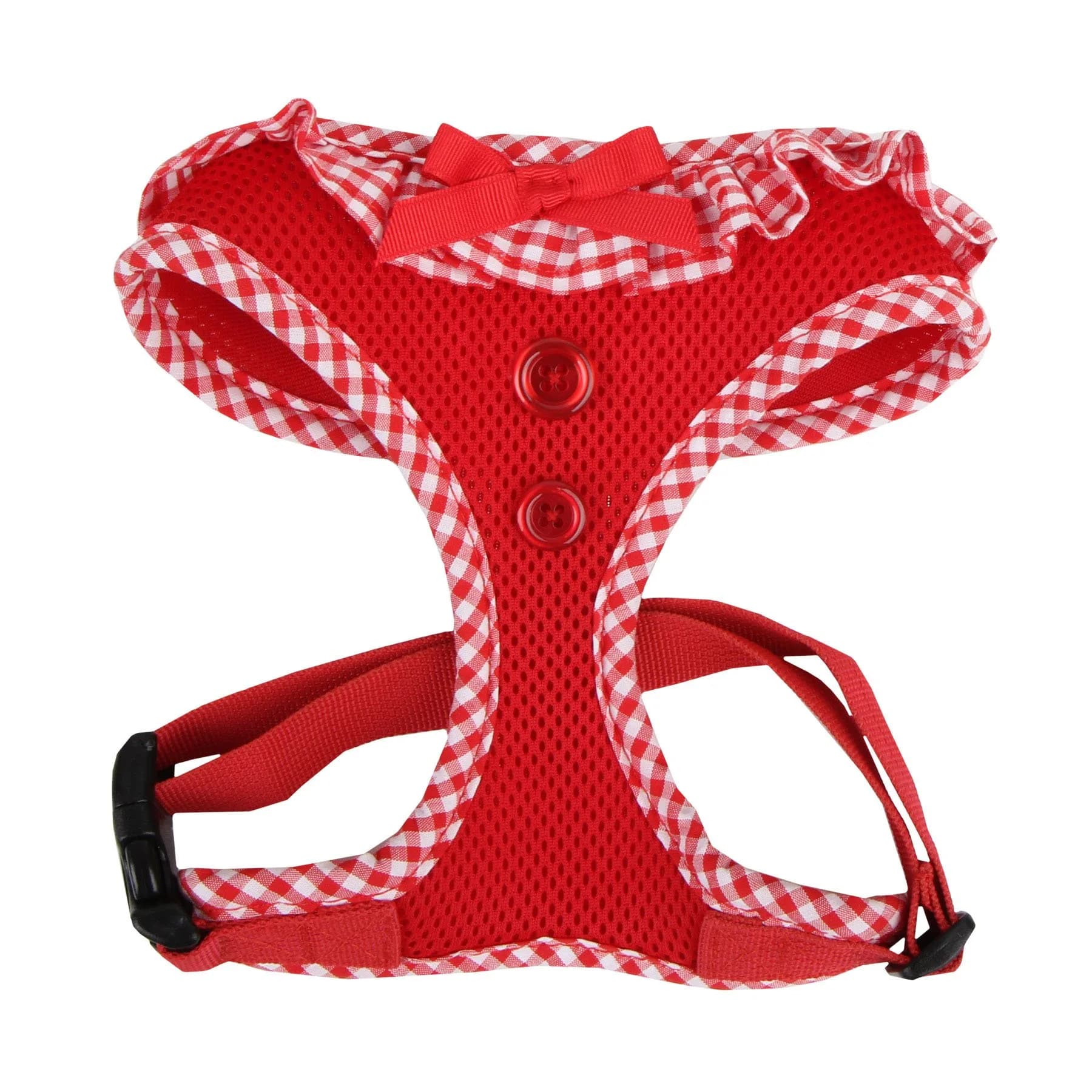 Puppia Vivien Harness Red Medium | Breathable Checkered Dog Vest Harness
