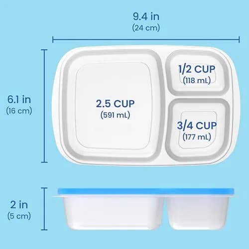 Bentgo Easyboxes - Stackable 3-Compartment Lunch Boxes 5 cups | Reusable BPA-Free Containers for Kids & Adults thumbnail 8