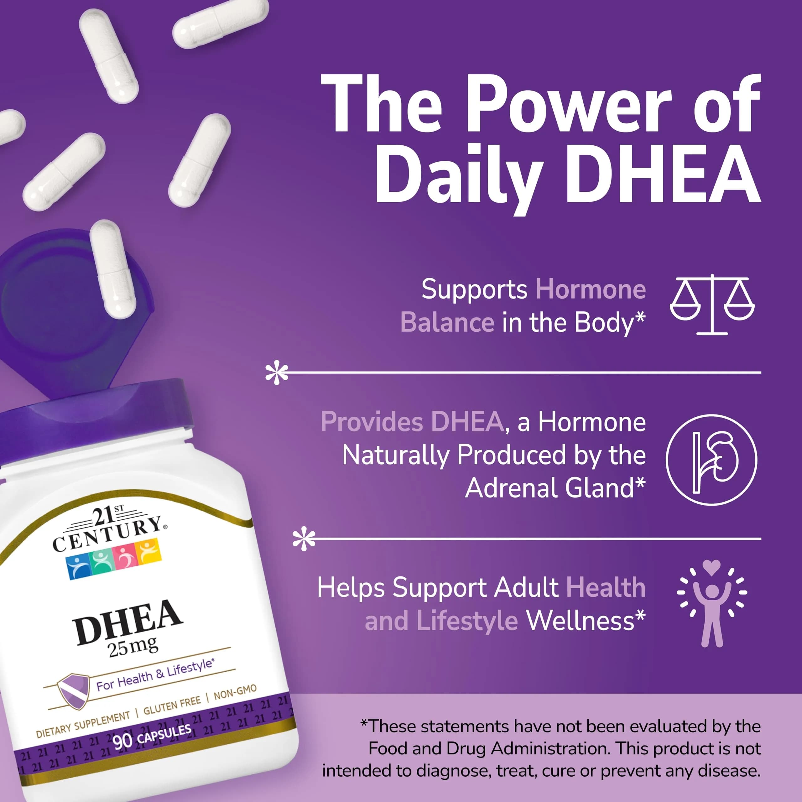 21st Century DHEA 25 mg Capsules 90 Count | Supports Natural Hormone Balance - view 3