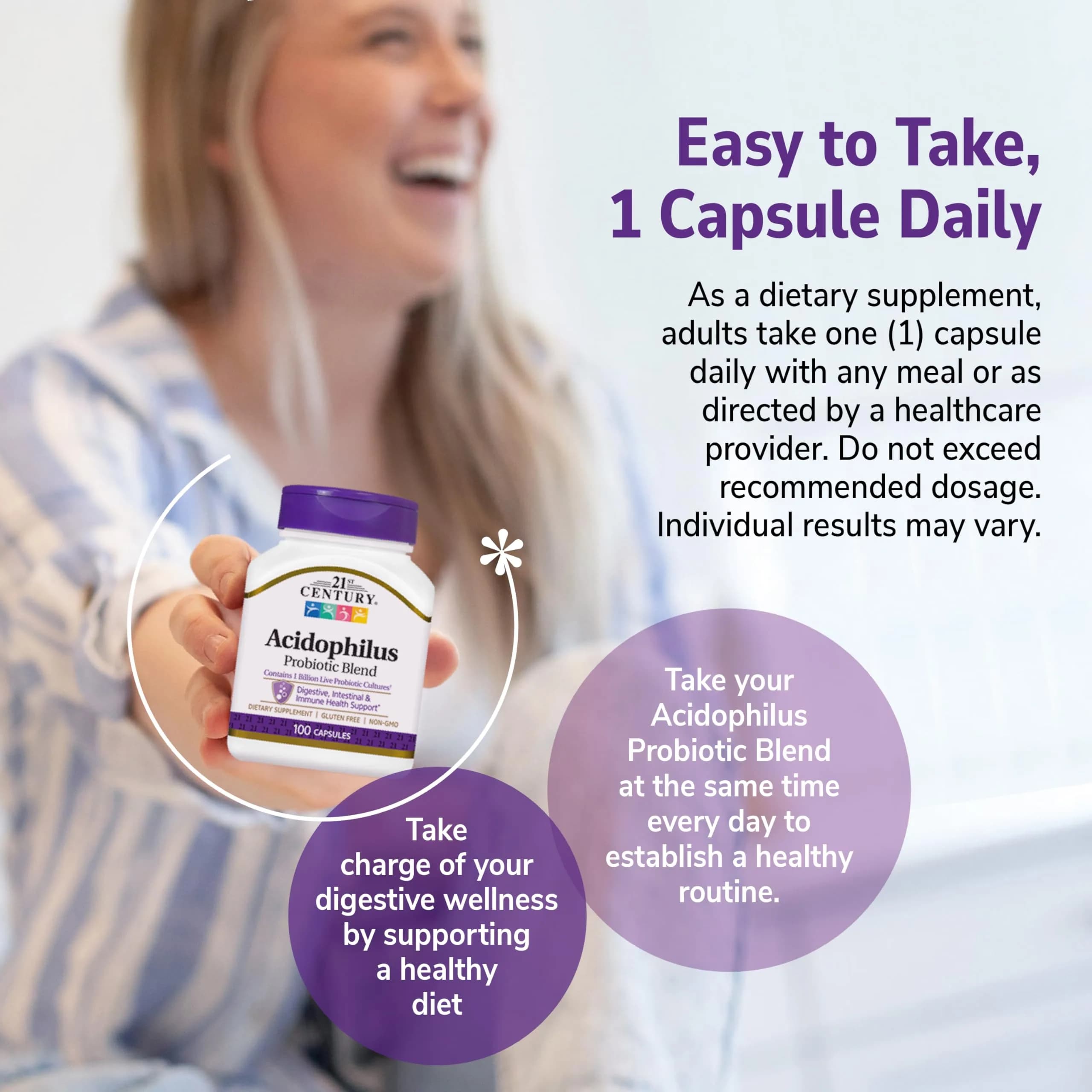 21st Century Acidophilus Probiotic Supplement Capsules 100 Count | Supports Digestive Health & Immune System - view 5