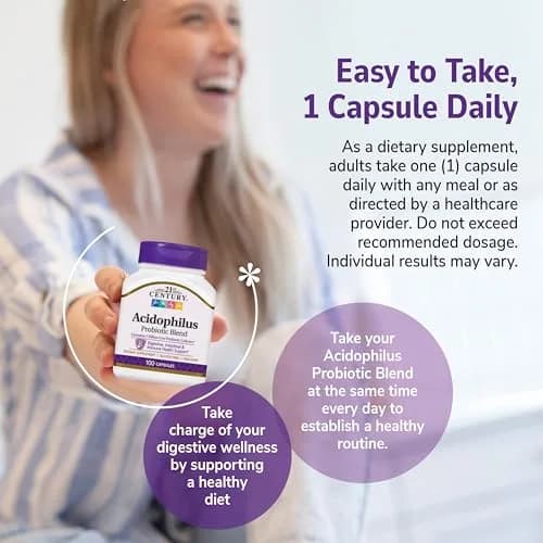 21st Century Acidophilus Probiotic Supplement Capsules 100 Count | Supports Digestive Health & Immune System thumbnail 5