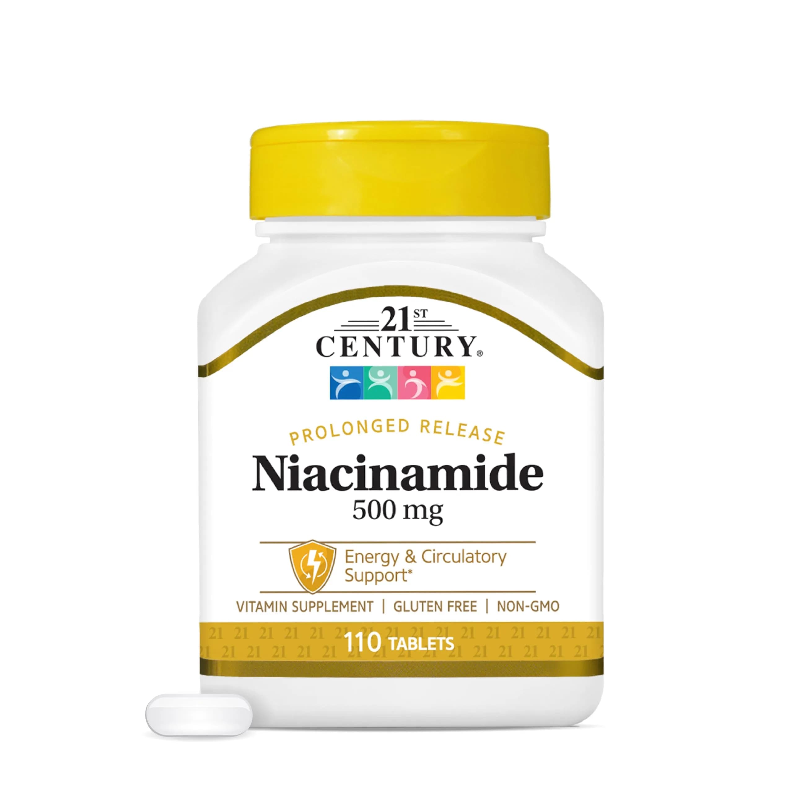 21st Century Niacinamide 500mg Prolonged Release Tablets 110 Count | Energy Metabolism & Skin Health Support, No-Flush Formula, Non-GMO - main product image