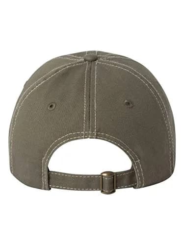 Valucap Adult Bio-Washed Classic Dad Hat - VC300A Adjustable Olive/Stone Stitch | Casual Low-Profile Cotton Cap thumbnail 3