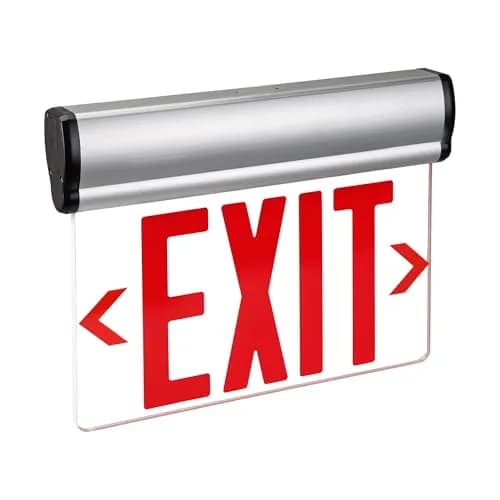 RP Lighting 13-Inch Red LED Exit Sign with Brushed Aluminum Housing | 90+ Min Emergency Lighting thumbnail 1