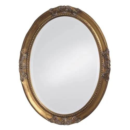 Howard Elliott Collection Queen Ann Oval Antique Gold Leaf Wall Mirror | Beveled, Vintage Style, 25 x 33 Inch thumbnail 1