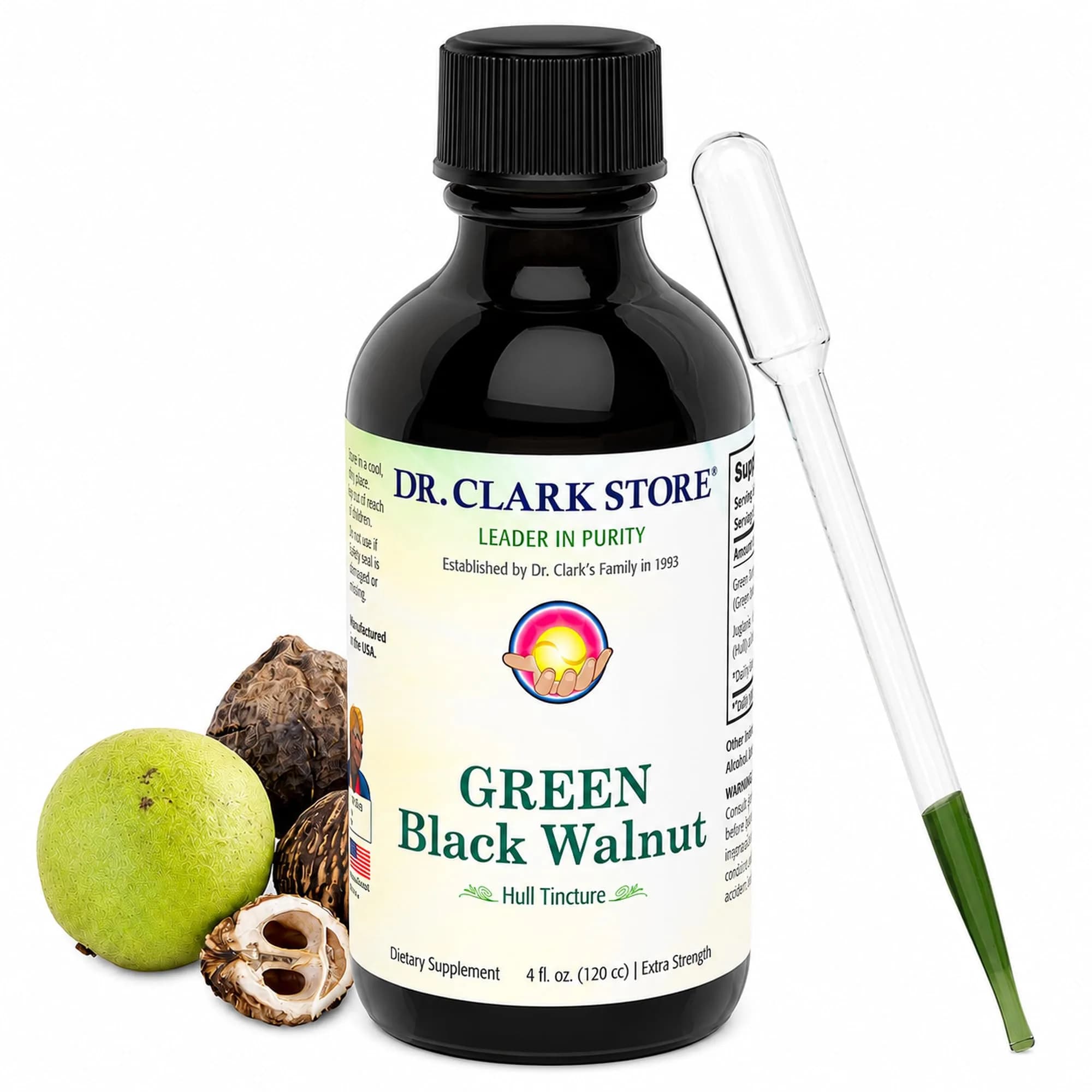 Dr Clark Store Green Black Walnut Hull Tincture Extract 118ml (4 Fl Oz) | Supports Intestinal Microbial Balance — 4 Fl Oz