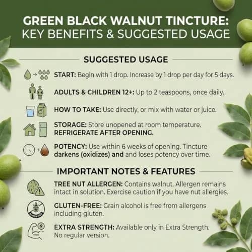 Dr Clark Store Green Black Walnut Hull Tincture Extract 118ml (4 Fl Oz) | Supports Intestinal Microbial Balance thumbnail 9