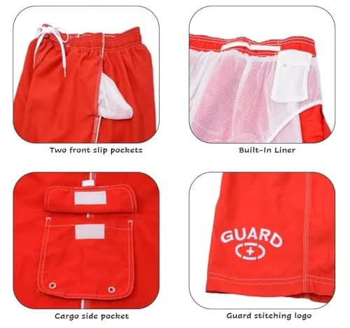 Adoretex Men's Guard Board Shorts Swim Trunks with Mesh Liner, Navy, Small | 100% Polyester, 8x Faster Drying thumbnail 4
