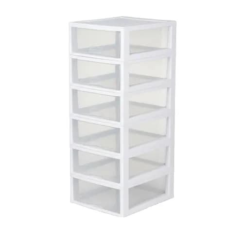 Sterilite Stacking Drawer Storage Organizer 16 Quart (15 L) | 6-Pack White thumbnail 1