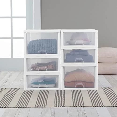 Sterilite Stacking Drawer Storage Organizer 16 Quart (15 L) | 6-Pack White thumbnail 7