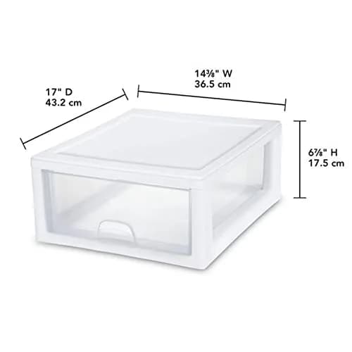 Sterilite Stacking Drawer Storage Organizer 16 Quart (15 L) | 6-Pack White thumbnail 2
