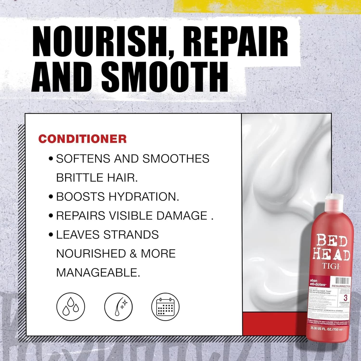 TIGI Bed Head Resurrection Shampoo for Damaged Hair 750ml (25.36 Fl Oz) | Salon-Quality Repair for Brittle Strands - view 5