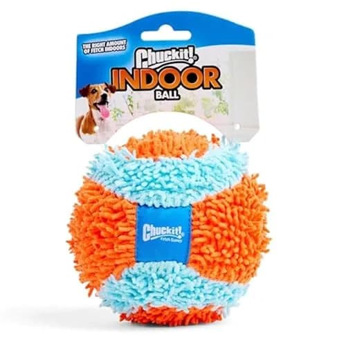 Chuckit! Indoor Fetch Ball Dog Toy, 4.75in, Orange & Blue | Gentle on Mouth, Long-Lasting Indoor Play thumbnail 1