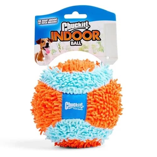 Chuckit! Indoor Fetch Ball Dog Toy, 4.75in, Orange & Blue | Gentle on Mouth, Long-Lasting Indoor Play thumbnail 3