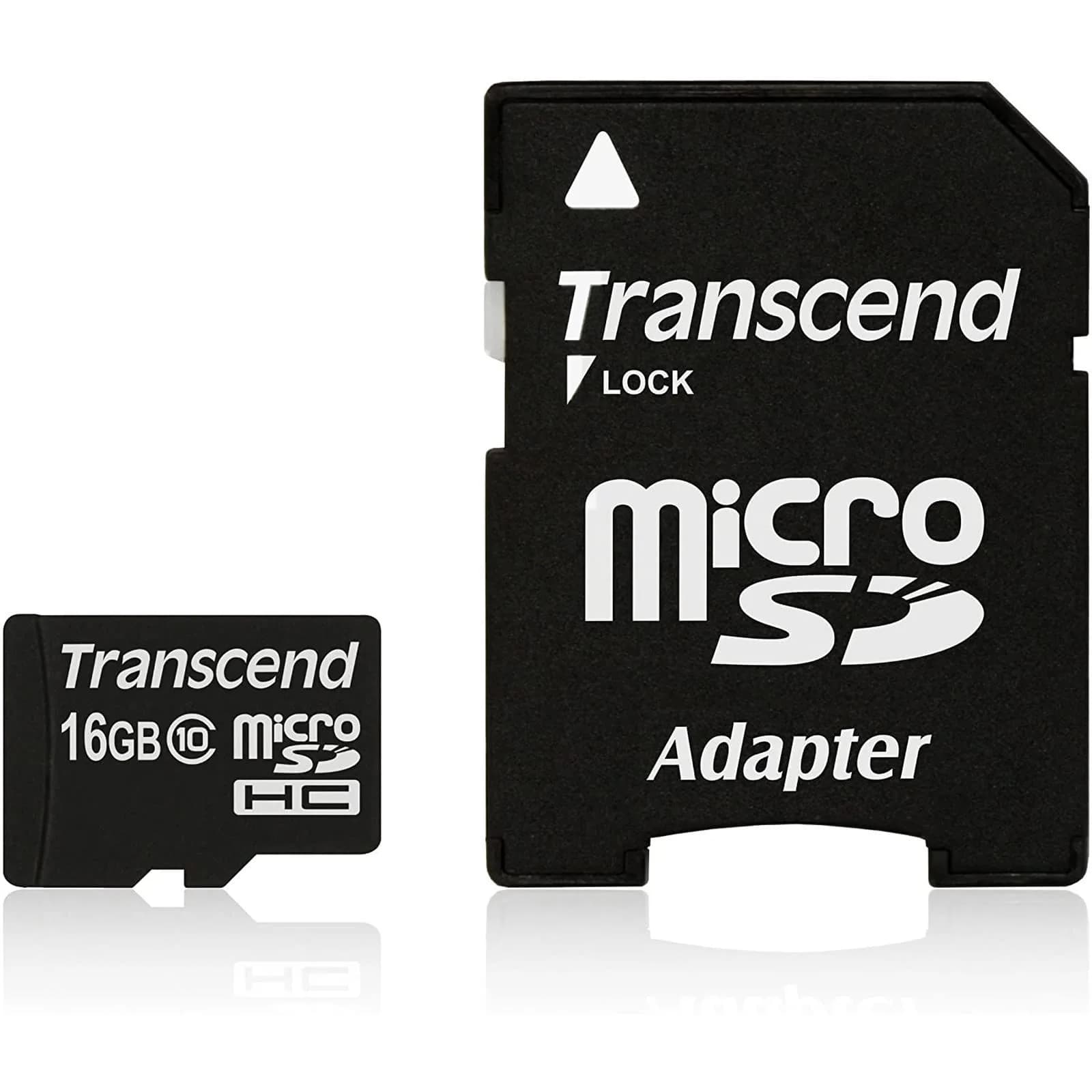 Transcend 16GB microSDHC Class 10 Memory Card with Adapter | 10MB/s Write Speed - view 2