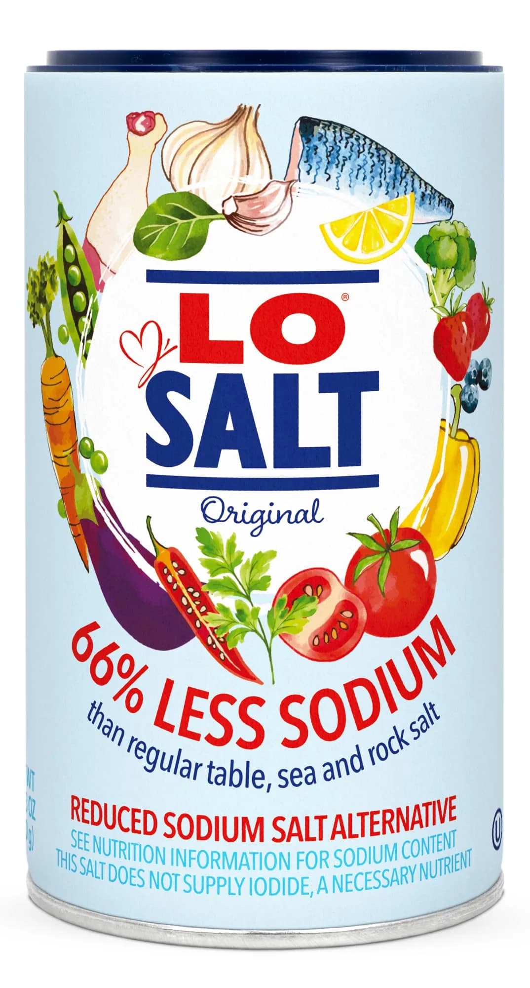 LoSalt Reduced Sodium Salt – Original Non‑Iodized, 350g Tub | Healthy Salt Alternative with 66% Less Sodium — 12.3 Ounce