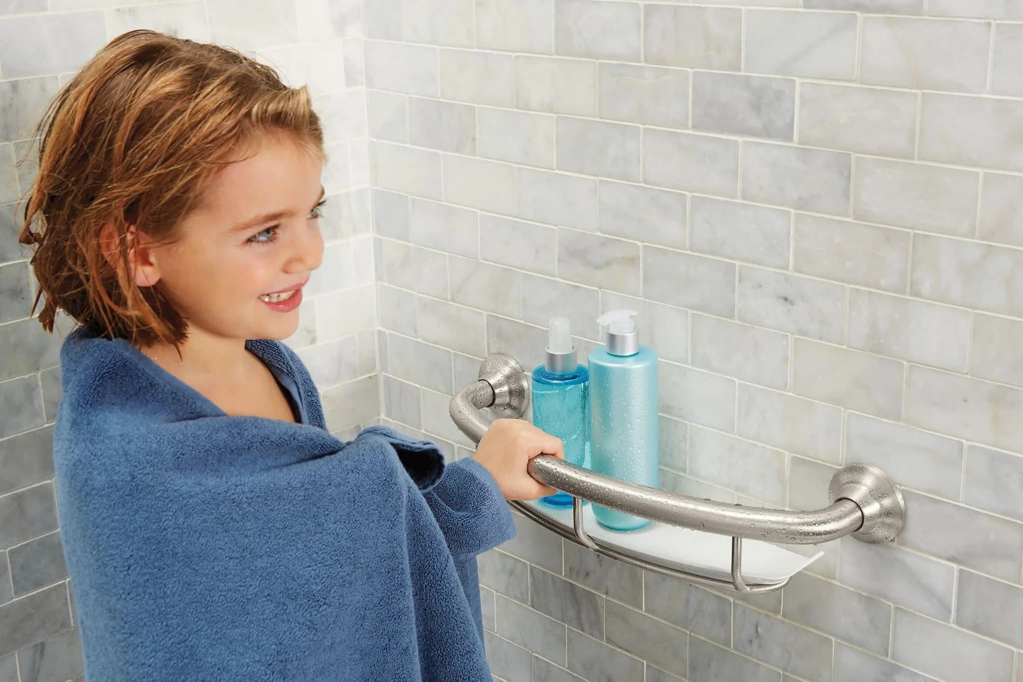 Moen LR2356DBN Bathroom Safety Grab Bar with Shelf 40.64 cm (16 Inch) | ADA Compliant Support - view 6