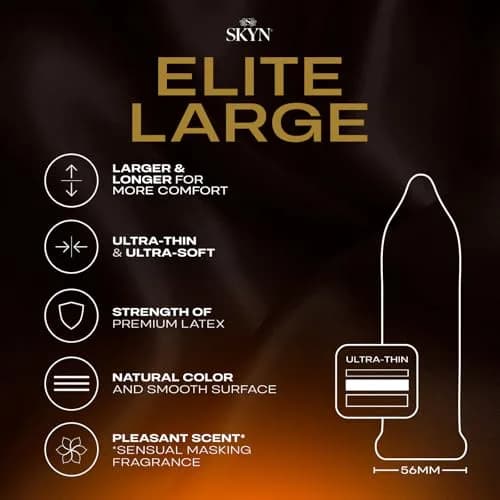 SKYN Elite Large Non-Latex Lubricated Condoms, 12 Count (Pack of 1) | Triple Tested for Enhanced Comfort thumbnail 4