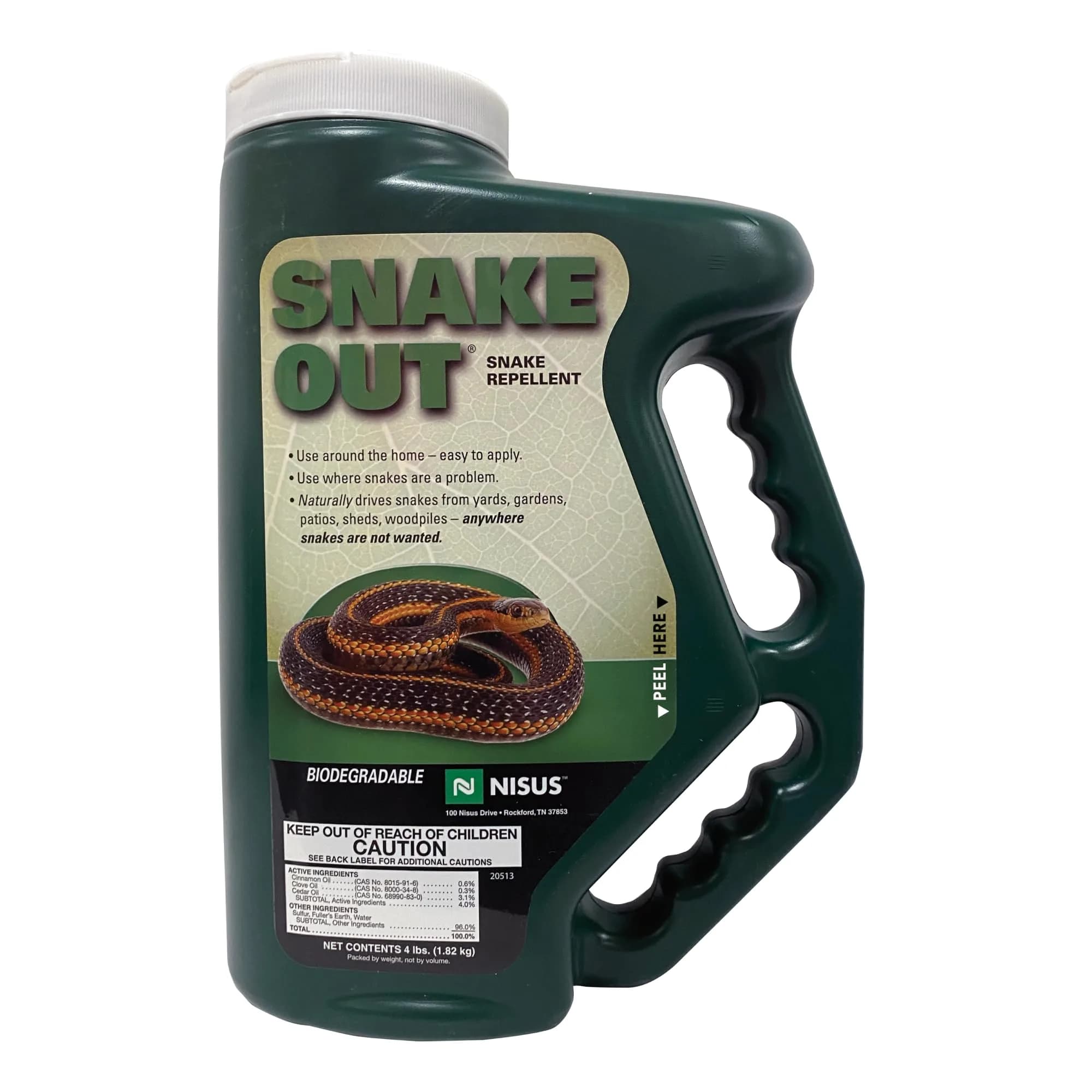 Nisus Snake Out Snake Repellent, Biodegradable, 4 lbs | Natural cinnamon & clove oils repel snakes