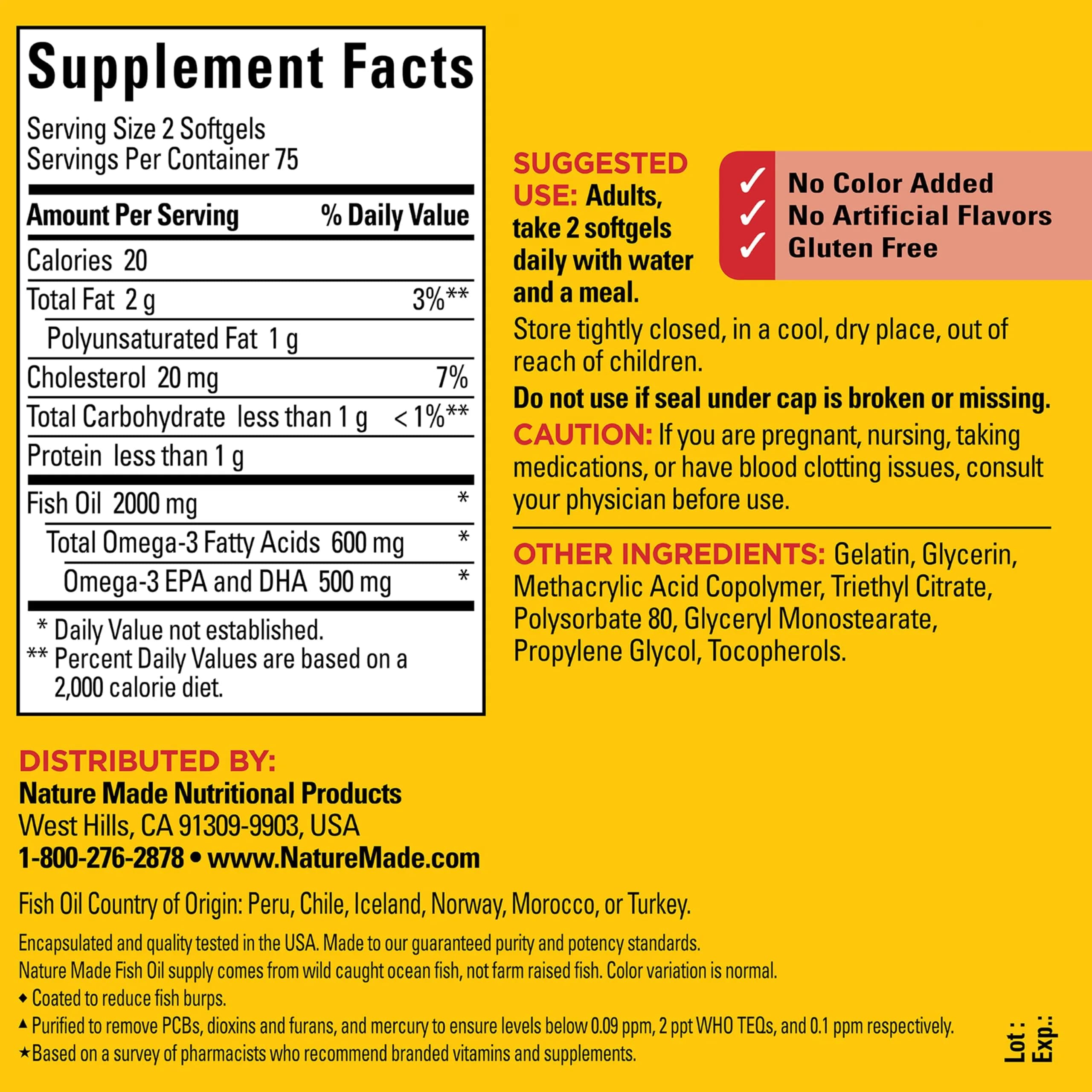 Nature Made Burp Less Fish Oil Omega 3 1000mg Softgels 150 Count | Heart Health Support Supplement - view 6