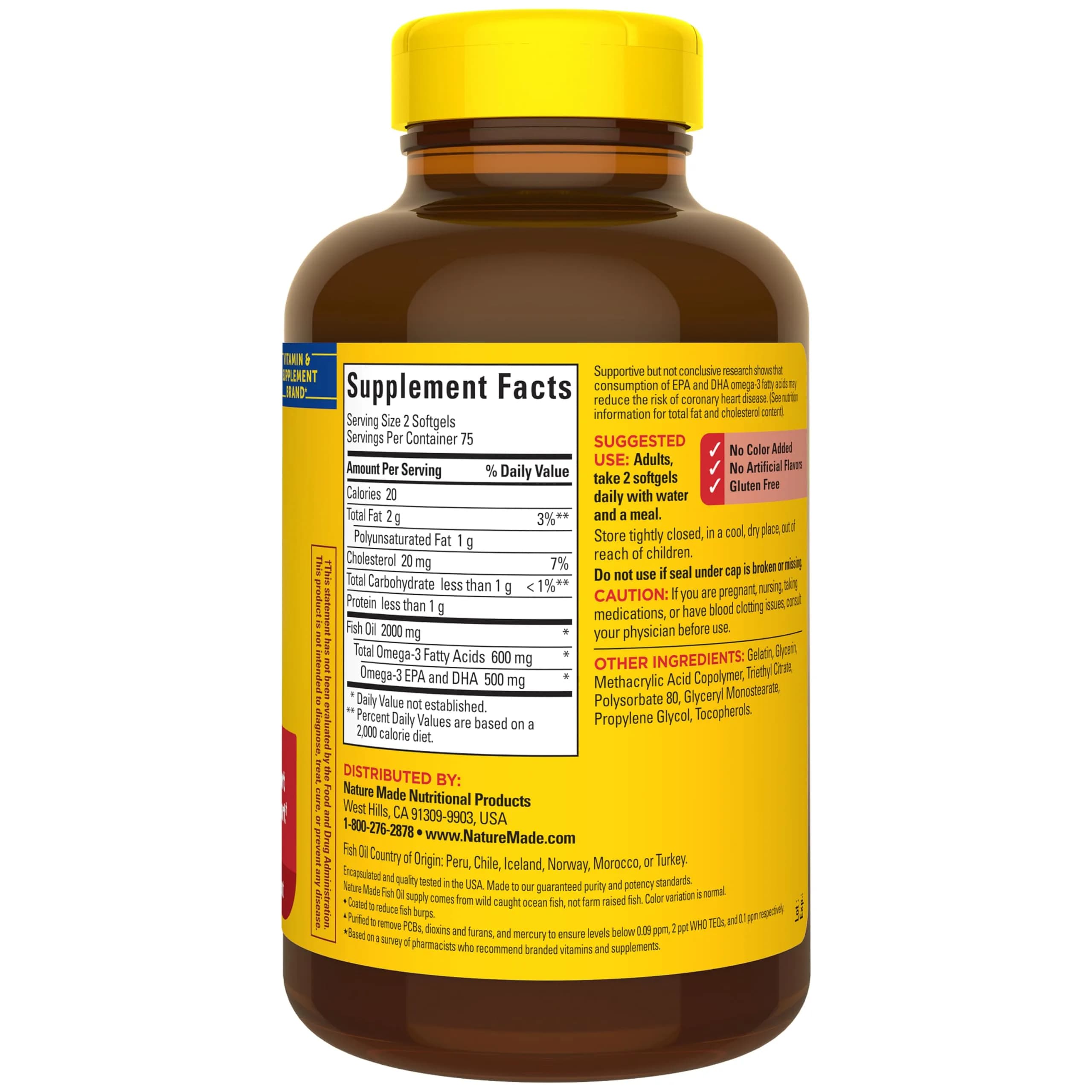 Nature Made Burp Less Fish Oil Omega 3 1000mg Softgels 150 Count | Heart Health Support Supplement - view 7
