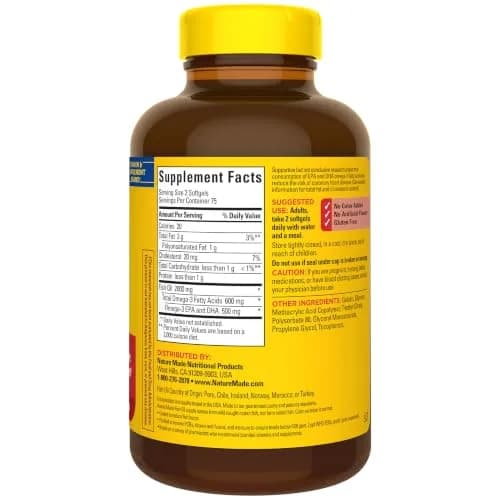 Nature Made Burp Less Fish Oil Omega 3 1000mg Softgels 150 Count | Heart Health Support Supplement thumbnail 7