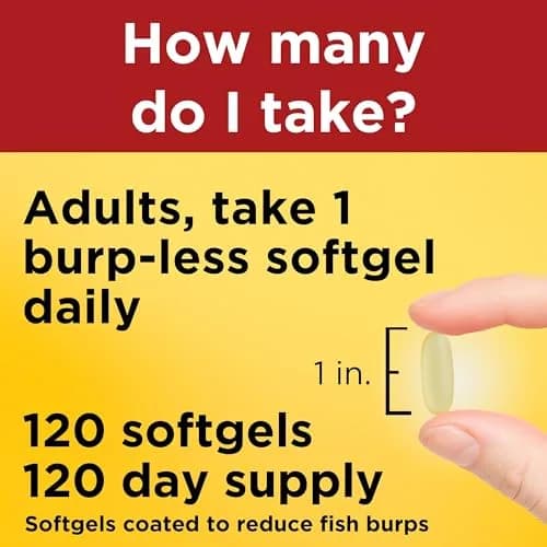 Nature Made Burp Less Fish Oil Omega 3 1200 mg Softgels, 120 Count | Heart, Brain & Eye Support thumbnail 5