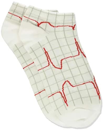 Prestige Medical Heartbeat EKG on White Nurse Ankle Socks | Ankle-Length, Cotton Blend, Unisex Fit thumbnail 4
