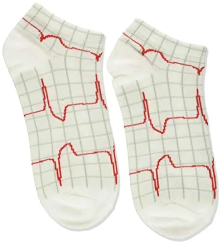 Prestige Medical Heartbeat EKG on White Nurse Ankle Socks | Ankle-Length, Cotton Blend, Unisex Fit thumbnail 3