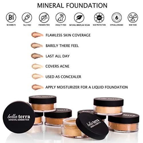 Bellaterra Cosmetics Mineral Powder Foundation Latte | Medium Warm Shade | Buildable Matte Finish 9g thumbnail 6
