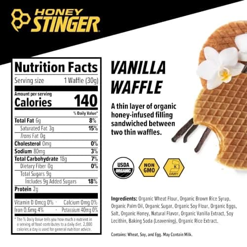 Honey Stinger Organic Vanilla Waffle Energy Stroopwafel 16 Count (16.96 oz) | USDA Organic Energy Snack thumbnail 3