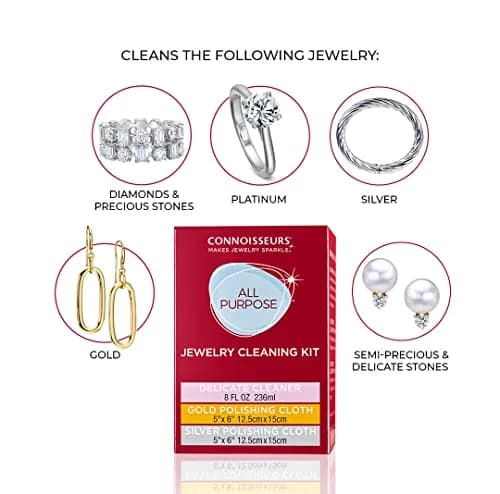 Connoisseurs All-Purpose Jewelry Cleaning Kit with Delicate Cleaner & Polishing Cloths | 237ml (8 Fl Oz) thumbnail 6