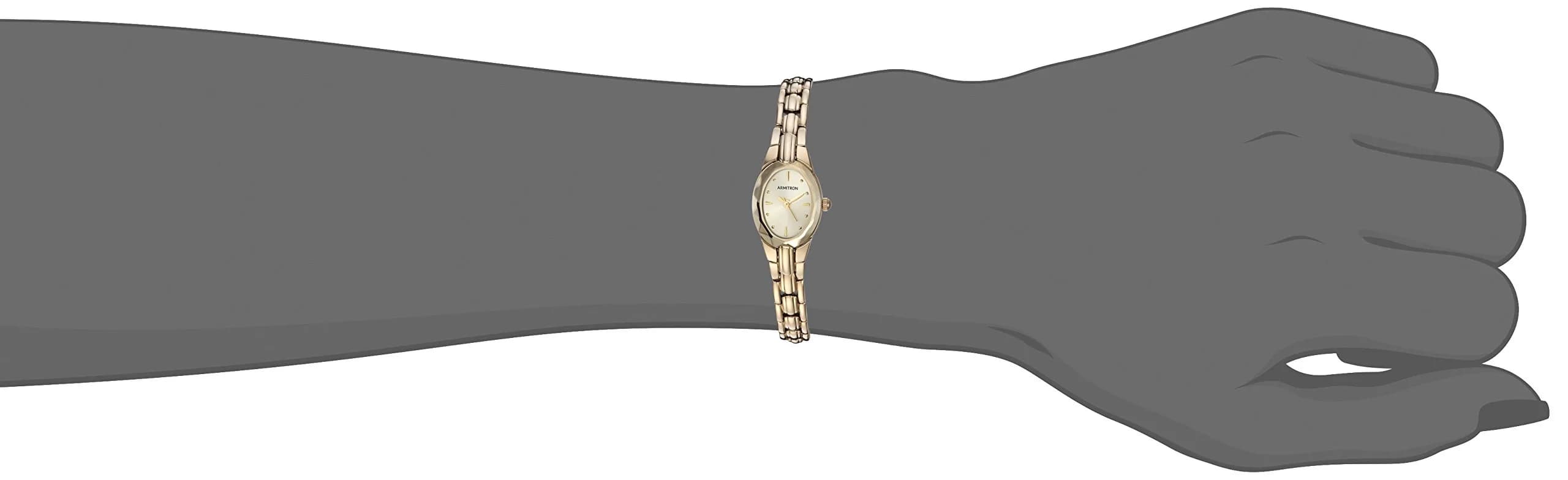 Armitron Women's Gold-Tone Oval Crystal Bracelet Watch 18mm (0.71in) | Japanese Quartz Movement - view 4